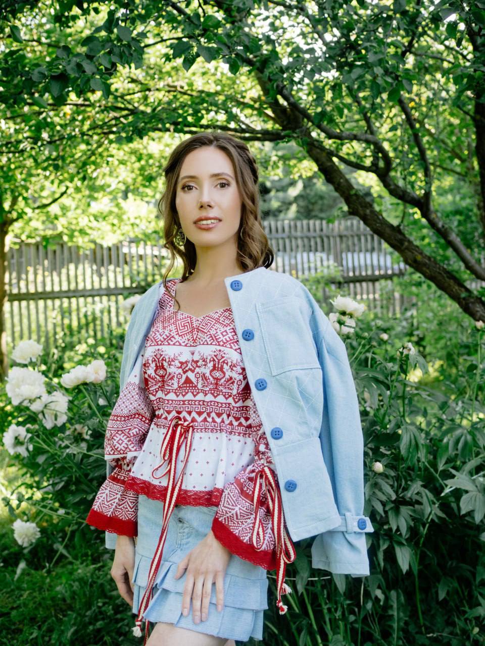 ☀️💃Блуза Матушка-Макошь, красное на белом