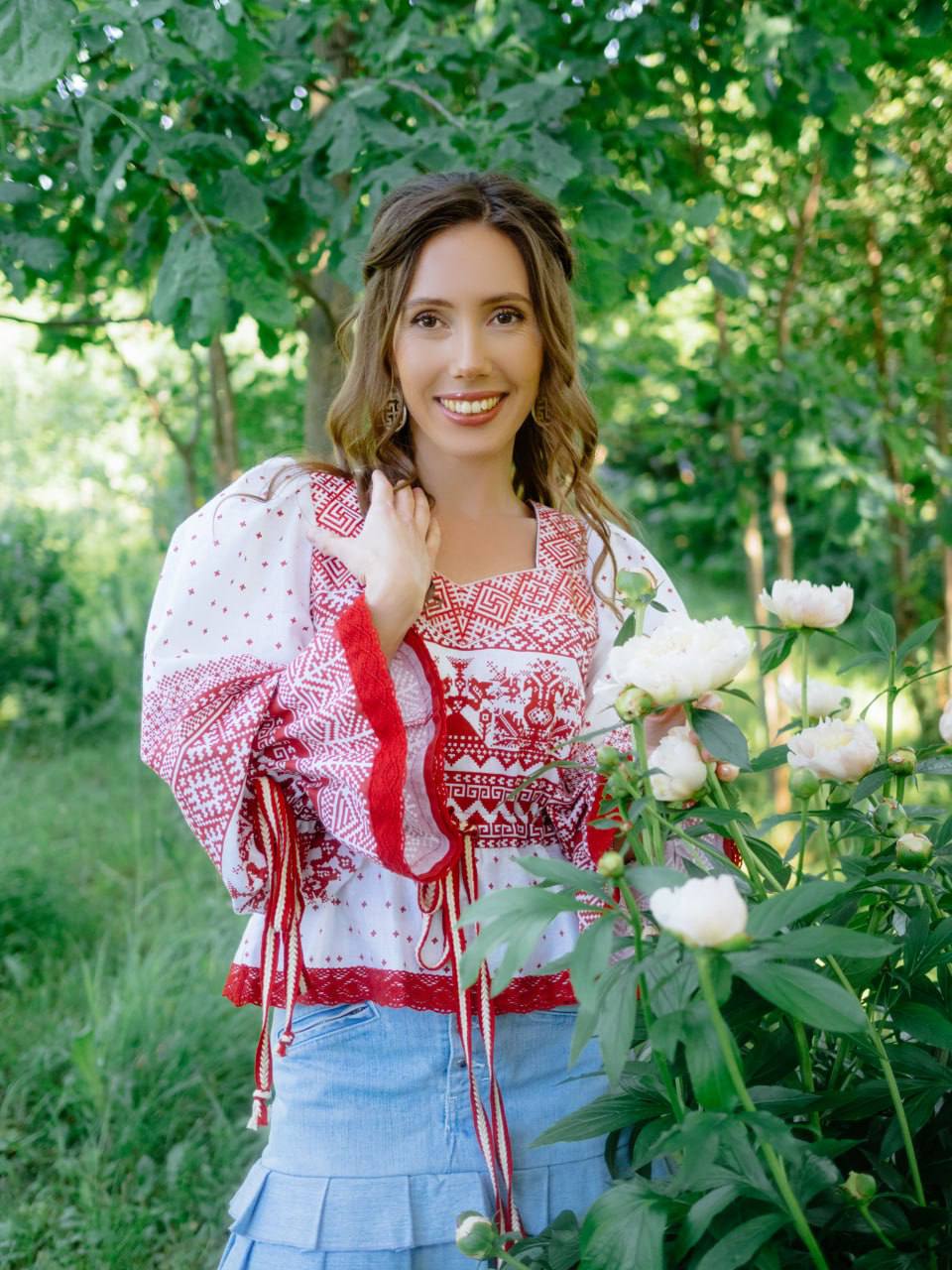 ☀️💃Блуза Матушка-Макошь, красное на белом